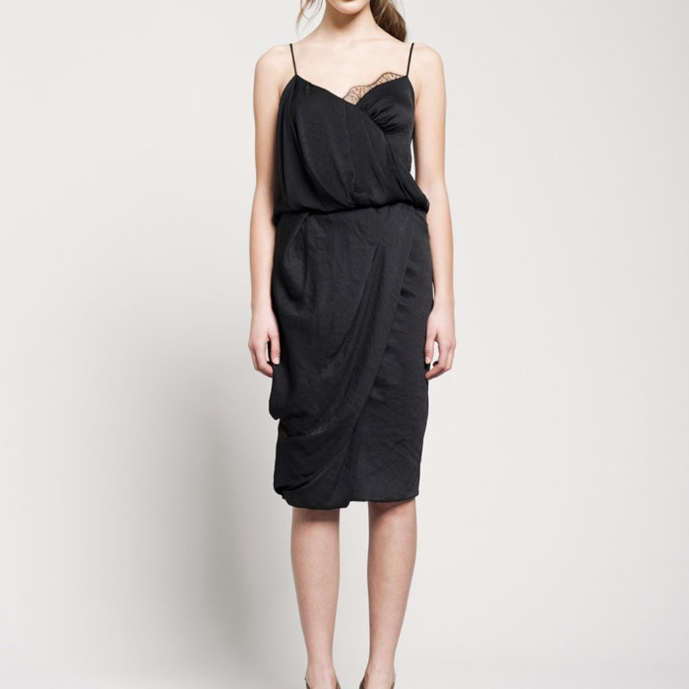 Shopbop Obakki Black Slip Lace Rosa Dress 0/XS